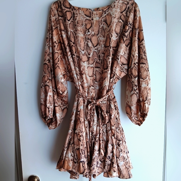 Aakaa Dresses & Skirts - Satin Snake Print Mini Dress EUC